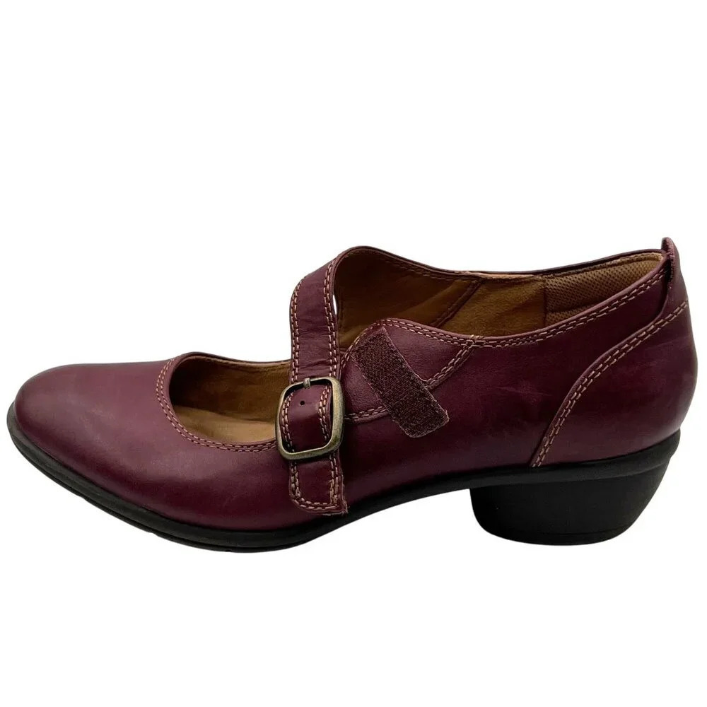 Comfortiva Womens 8.5M Burgundy Leather Mary Jane Shoes Pillowtop Memory Foam - Picture 9 of 15